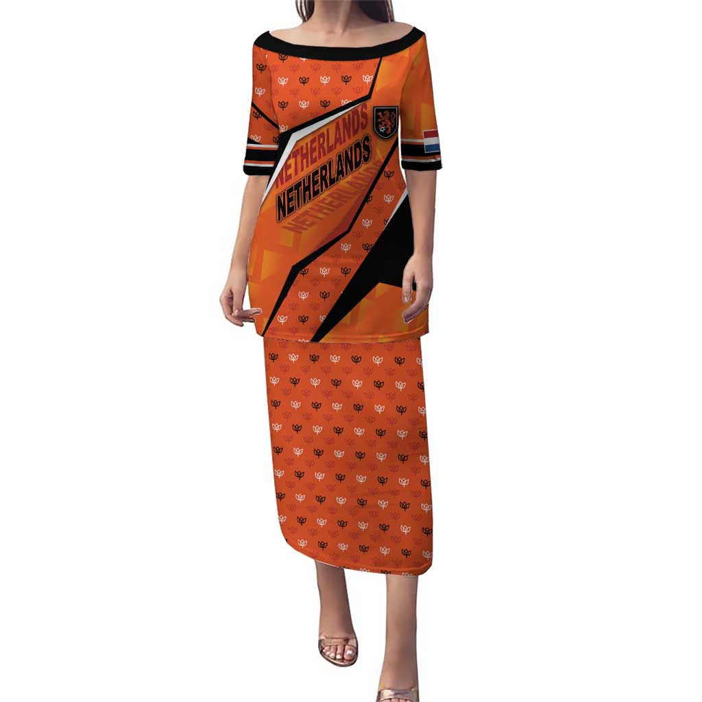 Custom Netherlands Football Puletasi Dynamic Diagonal Stripe With Tulip Floral Patterns