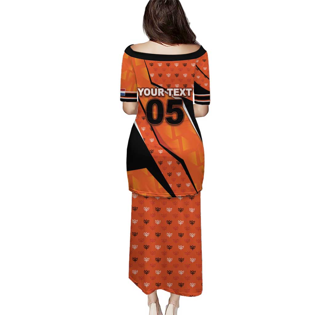Custom Netherlands Football Puletasi Dynamic Diagonal Stripe With Tulip Floral Patterns