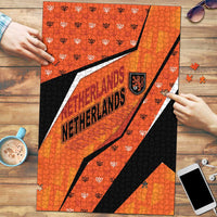 Netherlands Football Puzzle Dynamic Diagonal Stripe With Tulip Floral Patterns