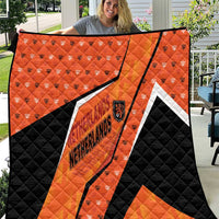 Netherlands Football Quilt Dynamic Diagonal Stripe With Tulip Floral Patterns