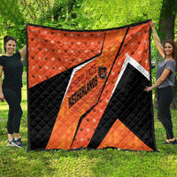 Netherlands Football Quilt Dynamic Diagonal Stripe With Tulip Floral Patterns