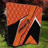 Netherlands Football Quilt Dynamic Diagonal Stripe With Tulip Floral Patterns