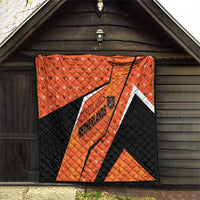 Netherlands Football Quilt Dynamic Diagonal Stripe With Tulip Floral Patterns