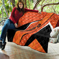 Netherlands Football Quilt Dynamic Diagonal Stripe With Tulip Floral Patterns