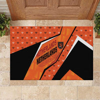 Netherlands Football Rubber Doormat Dynamic Diagonal Stripe With Tulip Floral Patterns