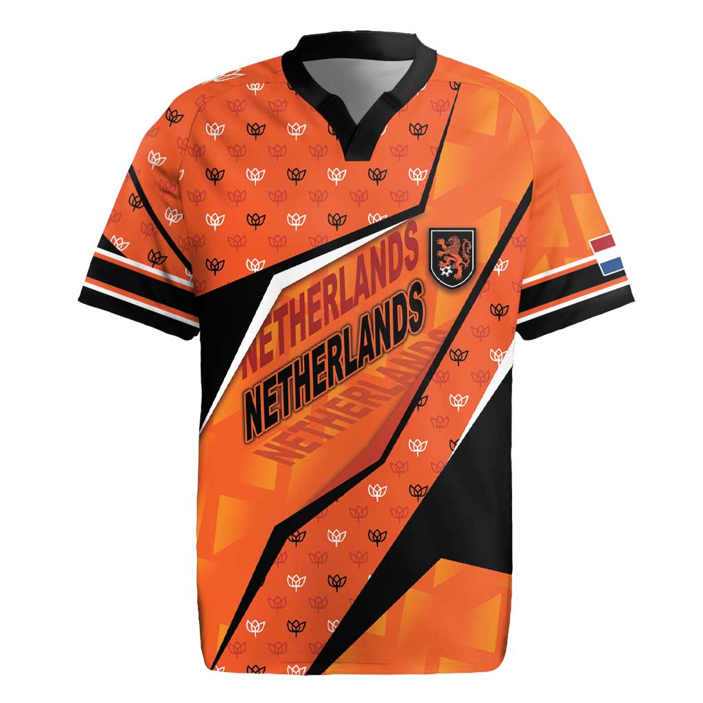 Custom Netherlands Football Rugby Jersey Dynamic Diagonal Stripe With Tulip Floral Patterns
