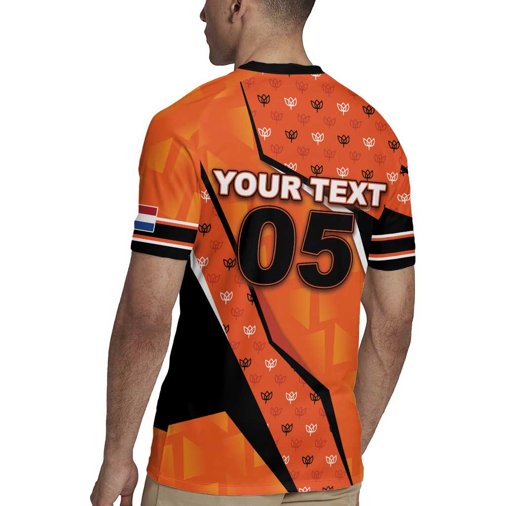Custom Netherlands Football Rugby Jersey Dynamic Diagonal Stripe With Tulip Floral Patterns