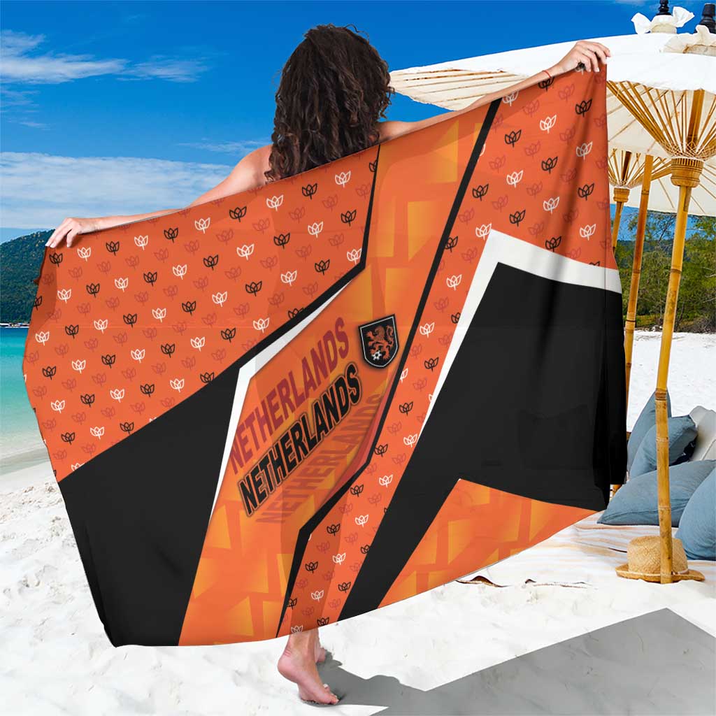 Netherlands Football Sarong Dynamic Diagonal Stripe With Tulip Floral Patterns