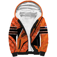 Custom Netherlands Football Sherpa Hoodie Dynamic Diagonal Stripe With Tulip Floral Patterns