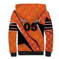 Custom Netherlands Football Sherpa Hoodie Dynamic Diagonal Stripe With Tulip Floral Patterns