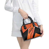 Netherlands Football Shoulder Handbag Dynamic Diagonal Stripe With Tulip Floral Patterns