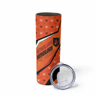 Custom Netherlands Football Skinny Tumbler Dynamic Diagonal Stripe With Tulip Floral Patterns