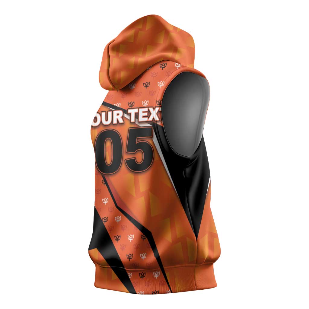 Custom Netherlands Football Sleeveless Hoodie Dynamic Diagonal Stripe With Tulip Floral Patterns