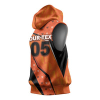 Custom Netherlands Football Sleeveless Hoodie Dynamic Diagonal Stripe With Tulip Floral Patterns