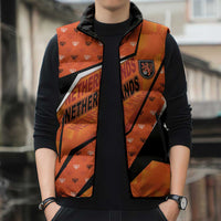 Custom Netherlands Football Sleeveless Puffer Jacket Dynamic Diagonal Stripe With Tulip Floral Patterns