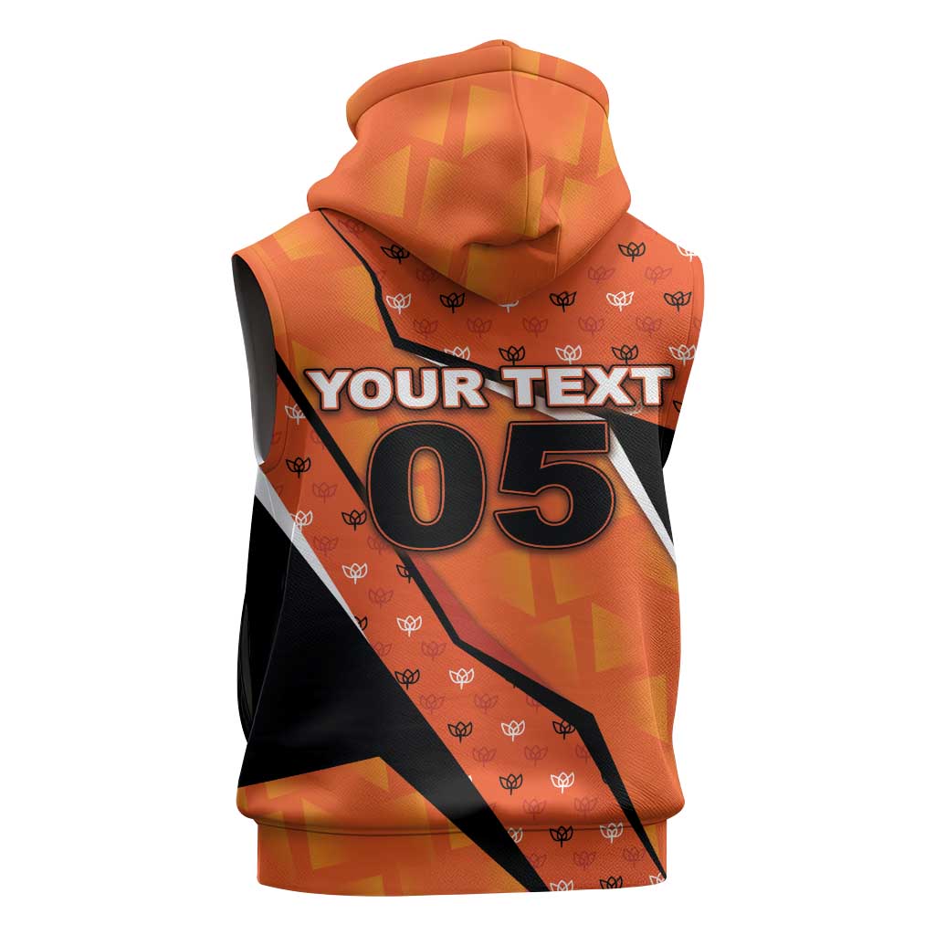 Custom Netherlands Football Sleeveless Zip Hoodie Dynamic Diagonal Stripe With Tulip Floral Patterns