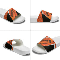 Netherlands Football Slide Sandals Dynamic Diagonal Stripe With Tulip Floral Patterns