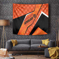 Netherlands Football Tapestry Dynamic Diagonal Stripe With Tulip Floral Patterns