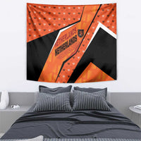 Netherlands Football Tapestry Dynamic Diagonal Stripe With Tulip Floral Patterns