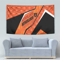 Netherlands Football Tapestry Dynamic Diagonal Stripe With Tulip Floral Patterns