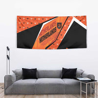 Netherlands Football Tapestry Dynamic Diagonal Stripe With Tulip Floral Patterns