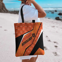 Netherlands Football Tote Bag Dynamic Diagonal Stripe With Tulip Floral Patterns