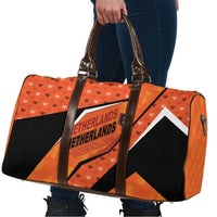 Netherlands Football Travel Bag Dynamic Diagonal Stripe With Tulip Floral Patterns