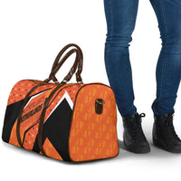 Netherlands Football Travel Bag Dynamic Diagonal Stripe With Tulip Floral Patterns