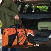 Netherlands Football Travel Bag Dynamic Diagonal Stripe With Tulip Floral Patterns
