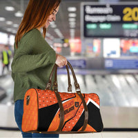 Netherlands Football Travel Bag Dynamic Diagonal Stripe With Tulip Floral Patterns