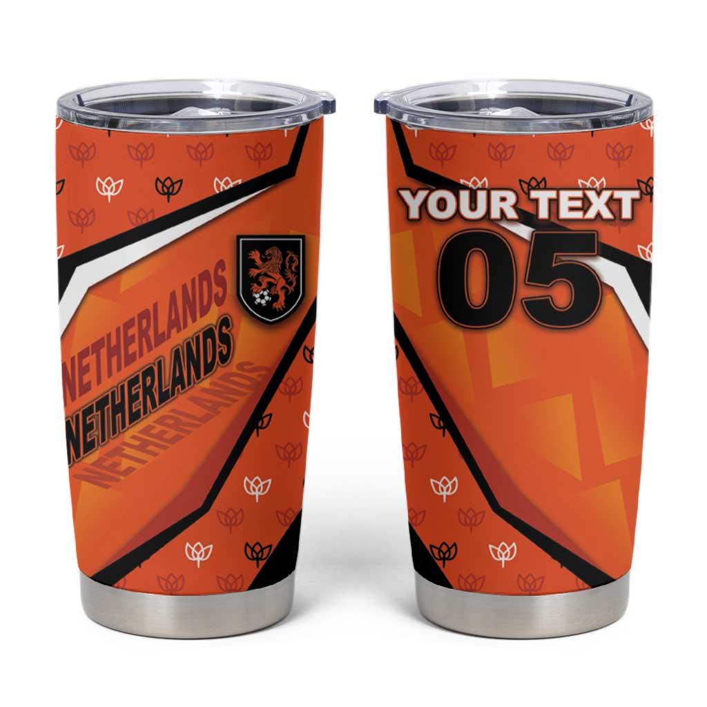Custom Netherlands Football Tumbler Cup Dynamic Diagonal Stripe With Tulip Floral Patterns