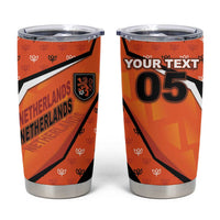 Custom Netherlands Football Tumbler Cup Dynamic Diagonal Stripe With Tulip Floral Patterns
