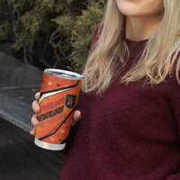 Custom Netherlands Football Tumbler Cup Dynamic Diagonal Stripe With Tulip Floral Patterns