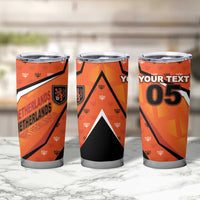 Custom Netherlands Football Tumbler Cup Dynamic Diagonal Stripe With Tulip Floral Patterns