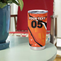 Custom Netherlands Football Tumbler Cup Dynamic Diagonal Stripe With Tulip Floral Patterns