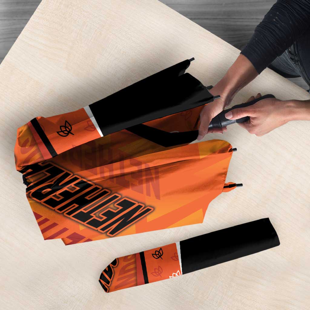 Netherlands Football Umbrella Dynamic Diagonal Stripe With Tulip Floral Patterns