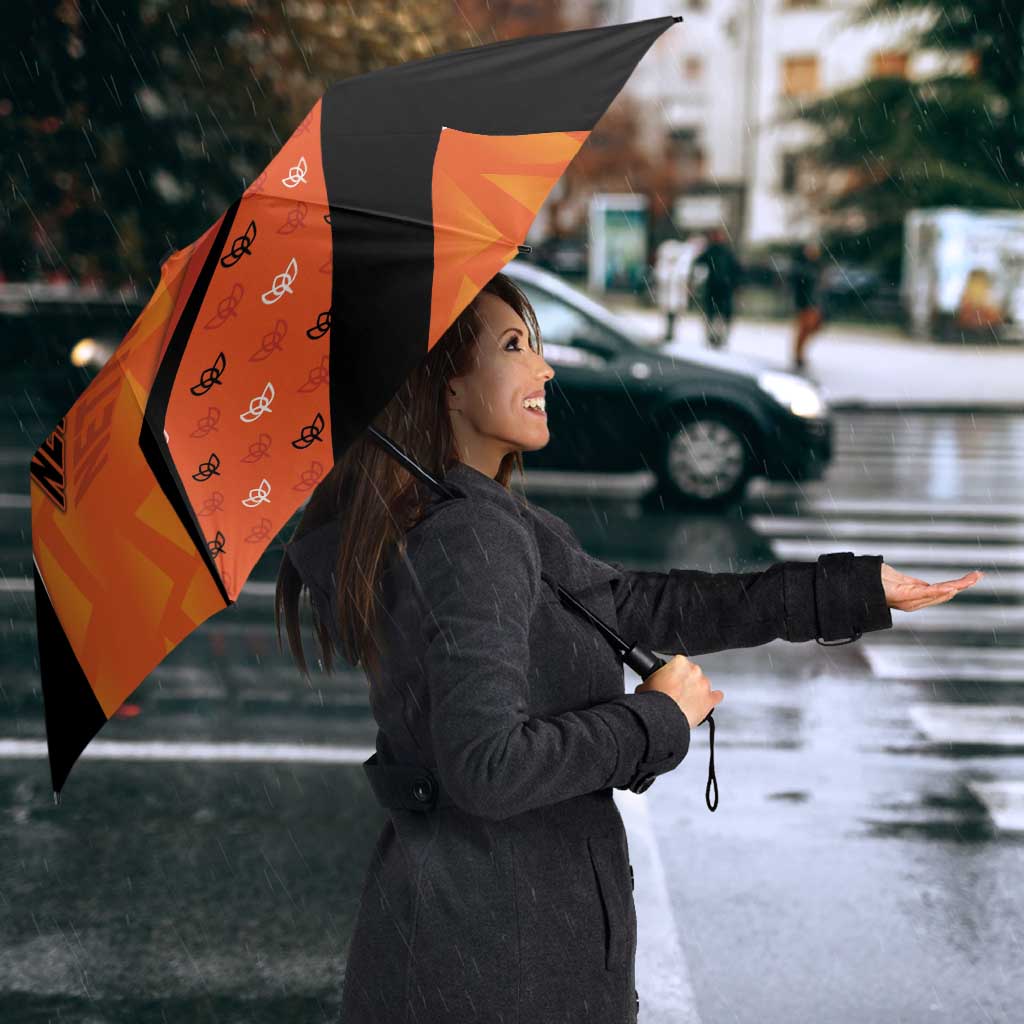 Netherlands Football Umbrella Dynamic Diagonal Stripe With Tulip Floral Patterns