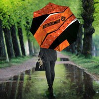 Netherlands Football Umbrella Dynamic Diagonal Stripe With Tulip Floral Patterns