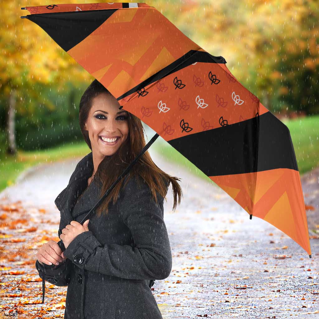 Netherlands Football Umbrella Dynamic Diagonal Stripe With Tulip Floral Patterns