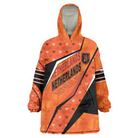 Custom Netherlands Football Wearable Blanket Hoodie Dynamic Diagonal Stripe With Tulip Floral Patterns