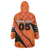 Custom Netherlands Football Wearable Blanket Hoodie Dynamic Diagonal Stripe With Tulip Floral Patterns