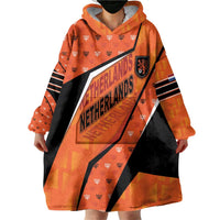 Custom Netherlands Football Wearable Blanket Hoodie Dynamic Diagonal Stripe With Tulip Floral Patterns