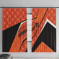 Netherlands Football Window Curtain Dynamic Diagonal Stripe With Tulip Floral Patterns