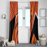 Netherlands Football Window Curtain Dynamic Diagonal Stripe With Tulip Floral Patterns