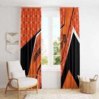 Netherlands Football Window Curtain Dynamic Diagonal Stripe With Tulip Floral Patterns