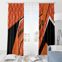 Netherlands Football Window Curtain Dynamic Diagonal Stripe With Tulip Floral Patterns