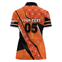 Custom Netherlands Football Women Polo Shirt Dynamic Diagonal Stripe With Tulip Floral Patterns