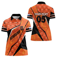 Custom Netherlands Football Women Polo Shirt Dynamic Diagonal Stripe With Tulip Floral Patterns