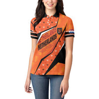 Custom Netherlands Football Women Polo Shirt Dynamic Diagonal Stripe With Tulip Floral Patterns