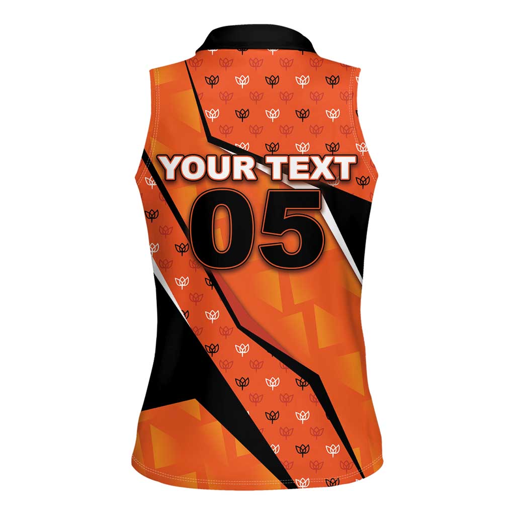 Custom Netherlands Football Women Sleeveless Polo Shirt Dynamic Diagonal Stripe With Tulip Floral Patterns